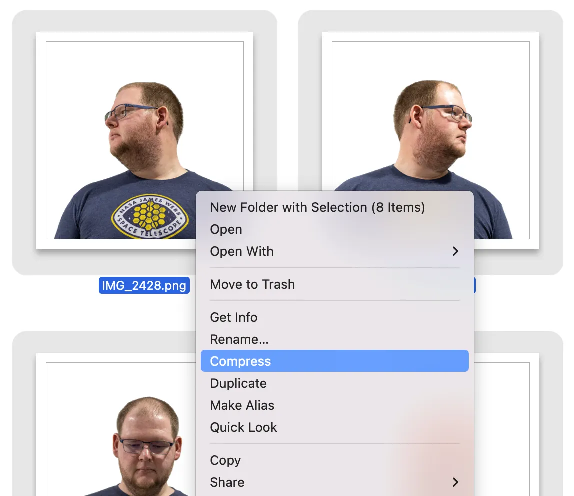 Finder â right click â Compress